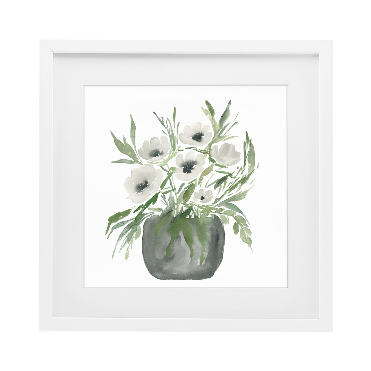 Stupell Industries Soft White Anemones Framed Print Under Glass, design by Lucille Price